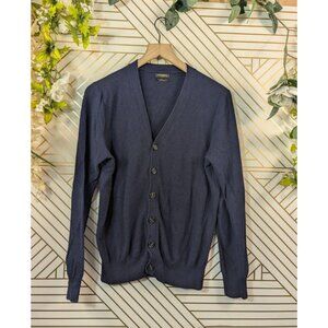 Gutteridge Black Label Men's Combed Cotton Navy Blue Cardigan Sweater Size Mediu